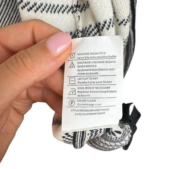 Vince Black & White Stripe Knit Short Sleeve Longline Open Cardigan Sweater - Picture 12 of 12